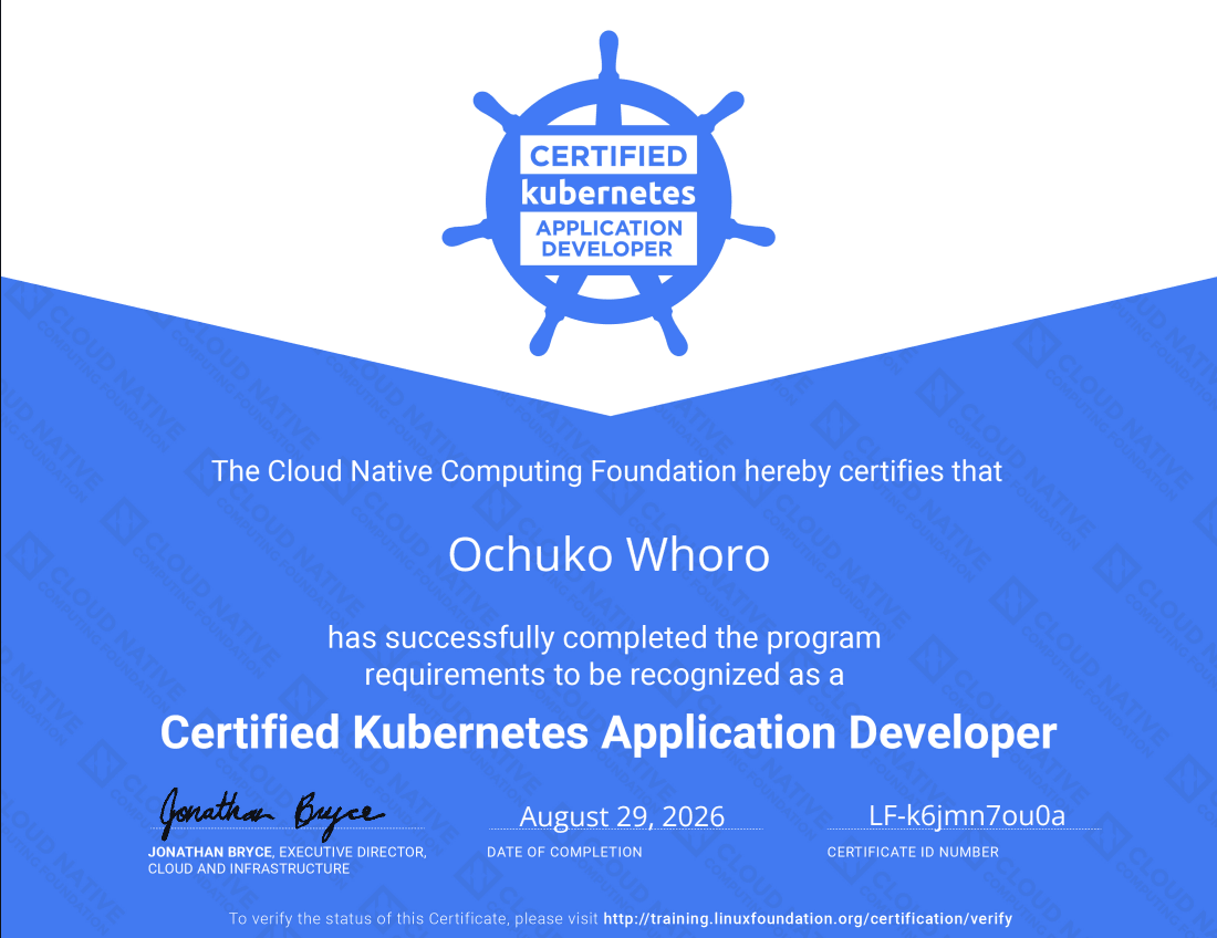 Certified Kubernetes Application Developer certificate preview